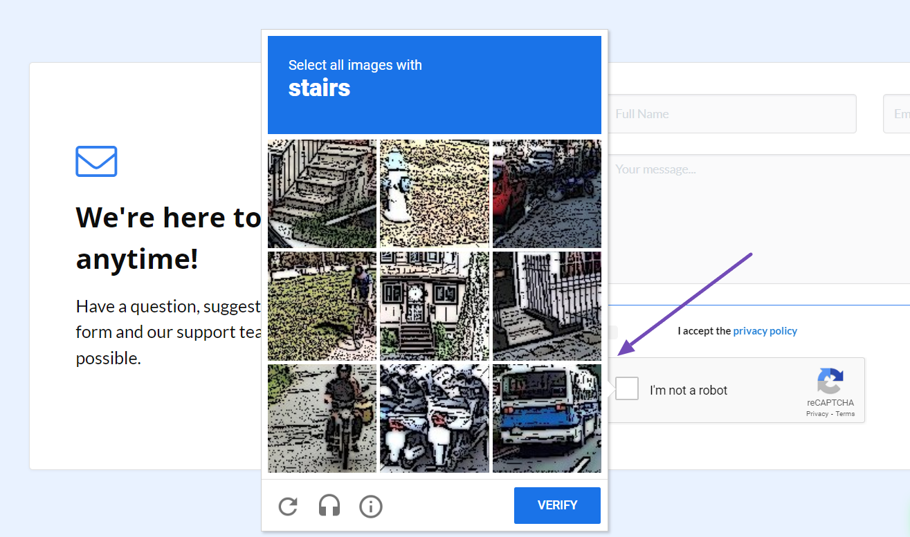 Google Captcha example to mitigate bot traffics