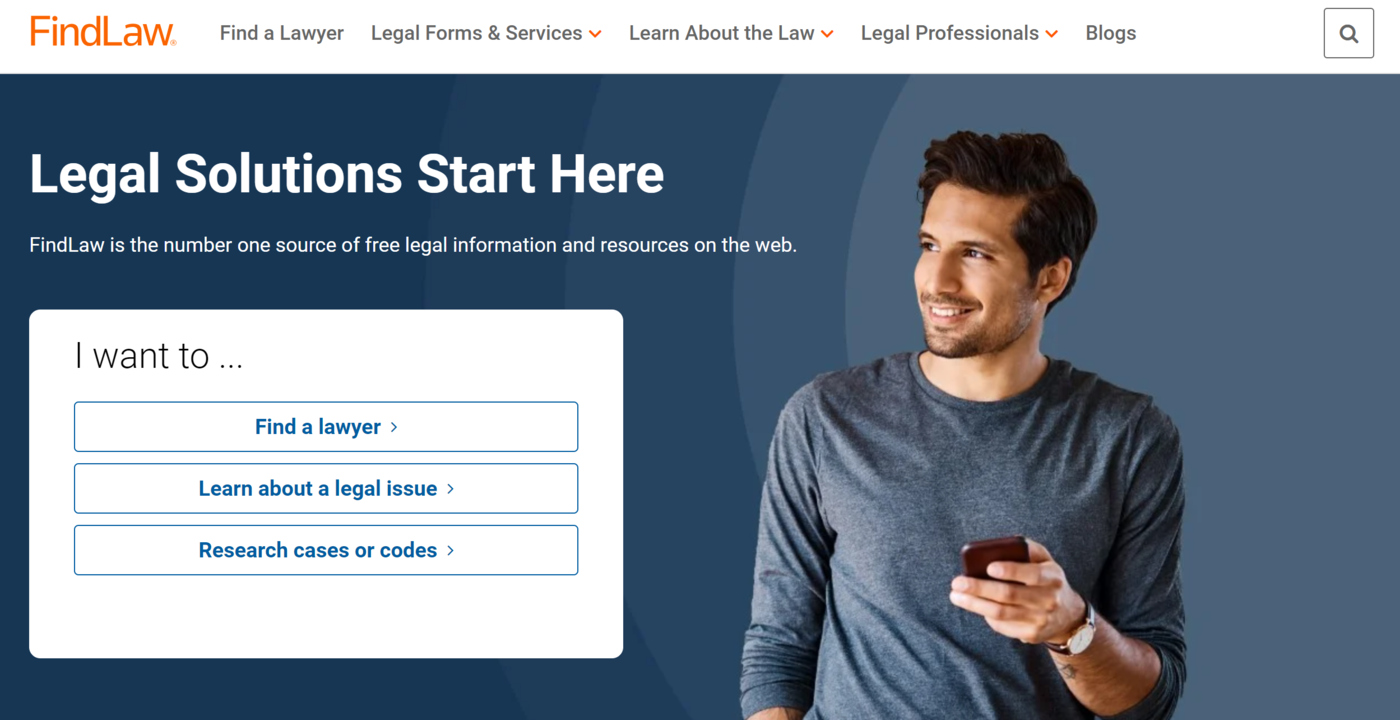 Image of the FindLaw vertical search engine