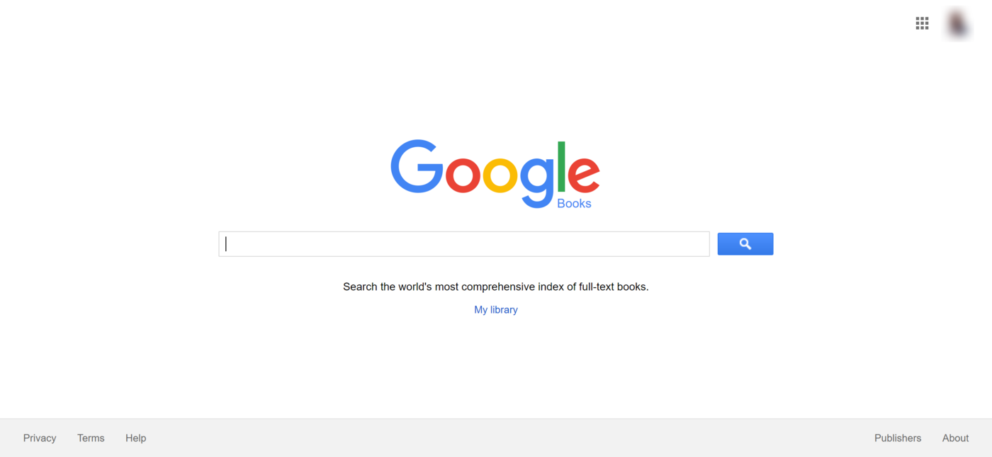 Image of the Google Books vertical search engine