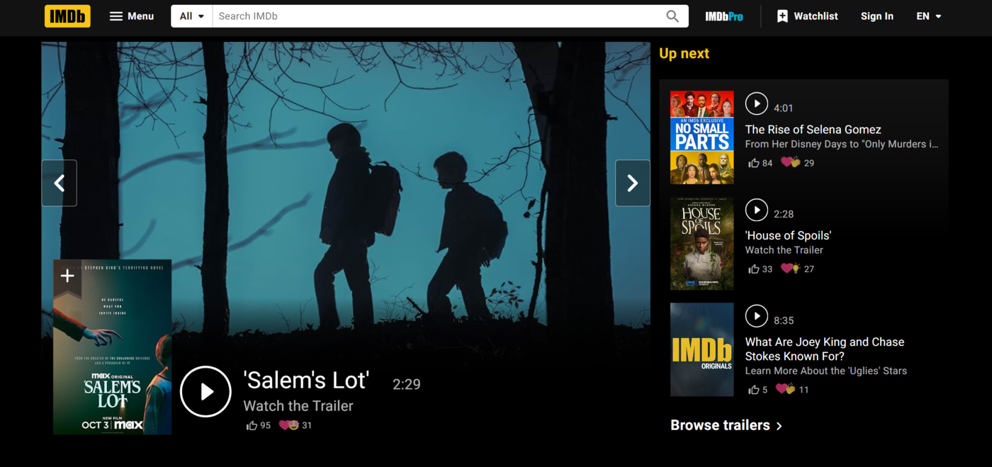 Image of the IMDb vertical search engine