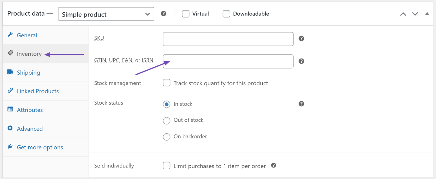 Set GTIN for WooCommerce products