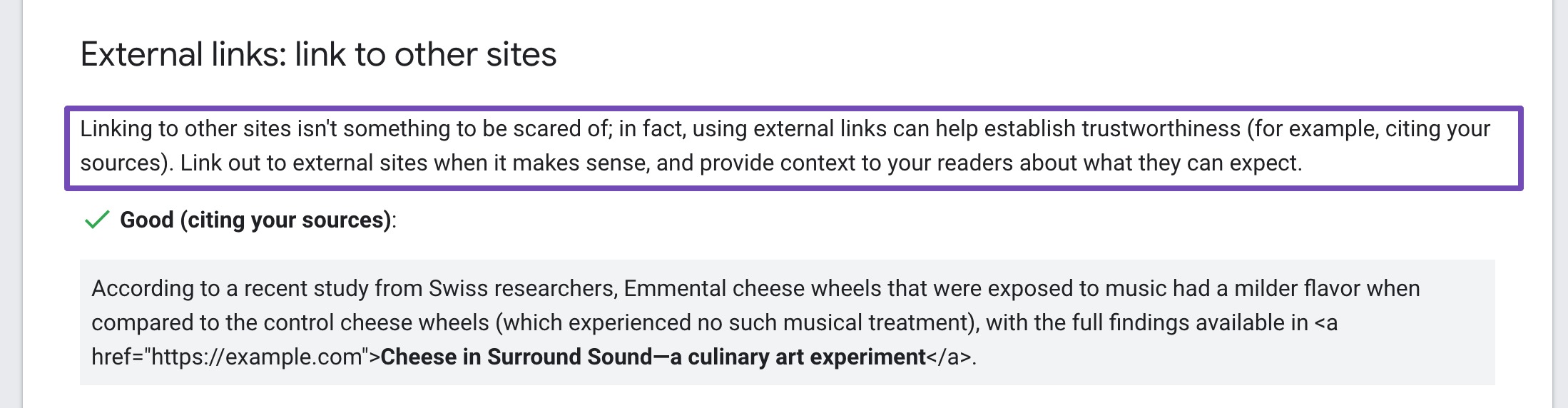 External link guidelines