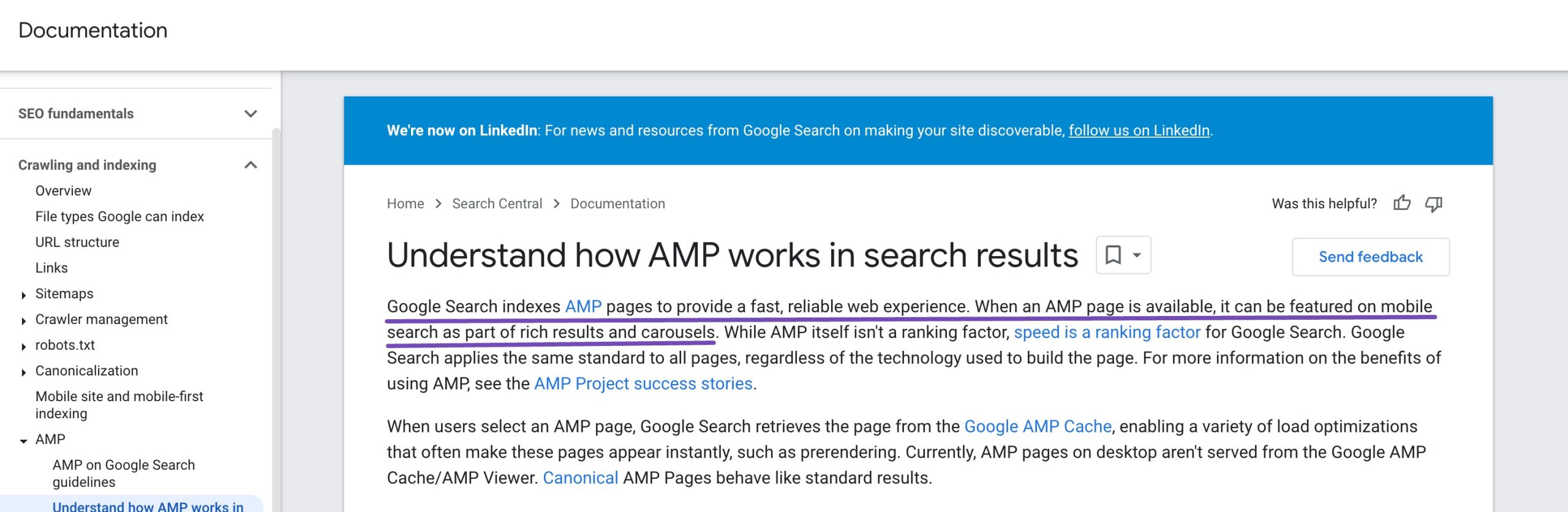 Google guidelines for AMP