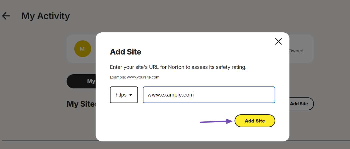 Add site url on Notion Safe Web