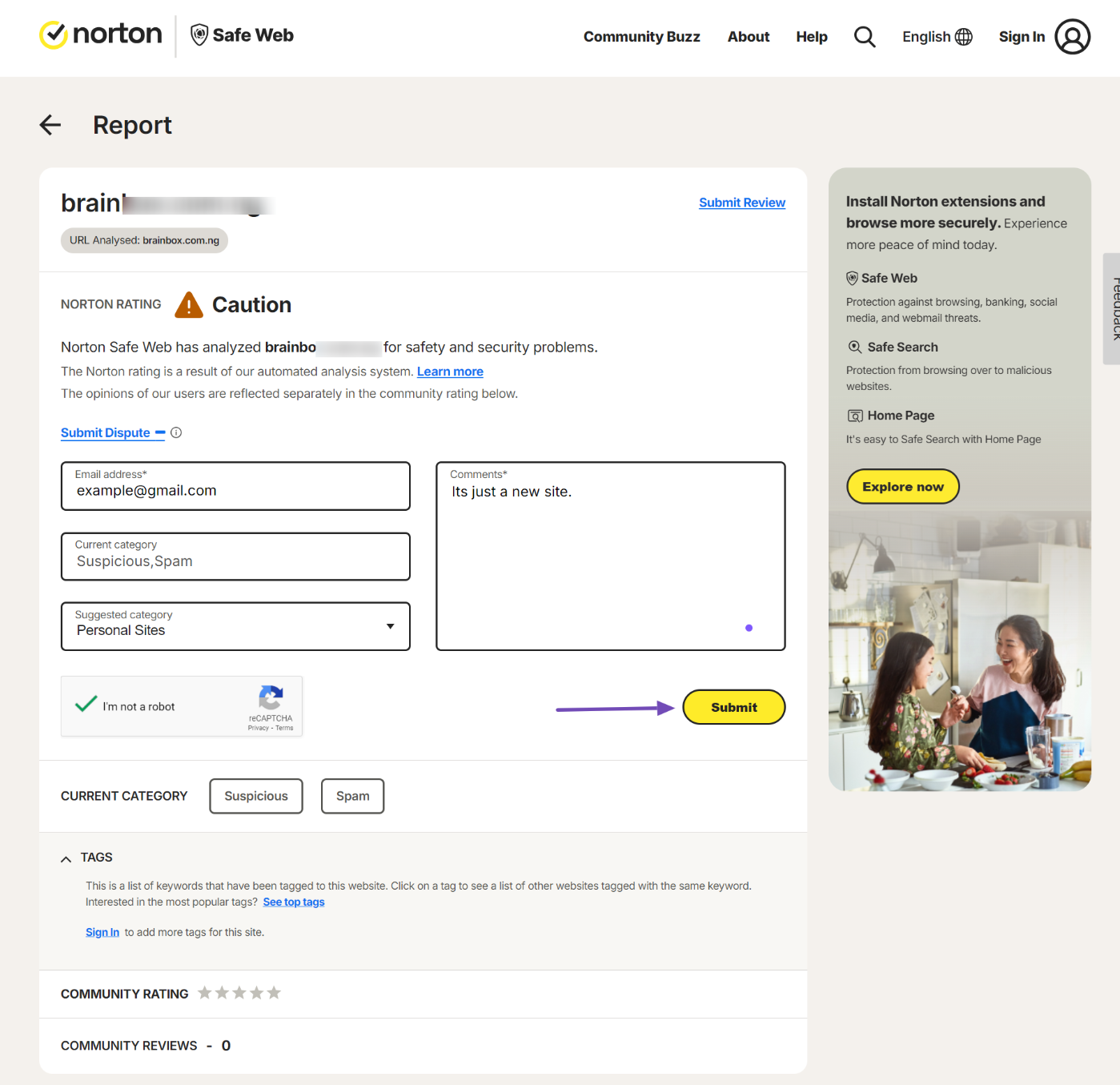 Analyze a site on Notion Safe Web