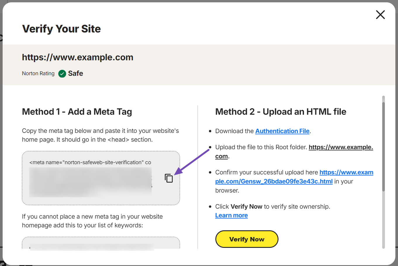 Copy Notion Safe Web Meta Tag