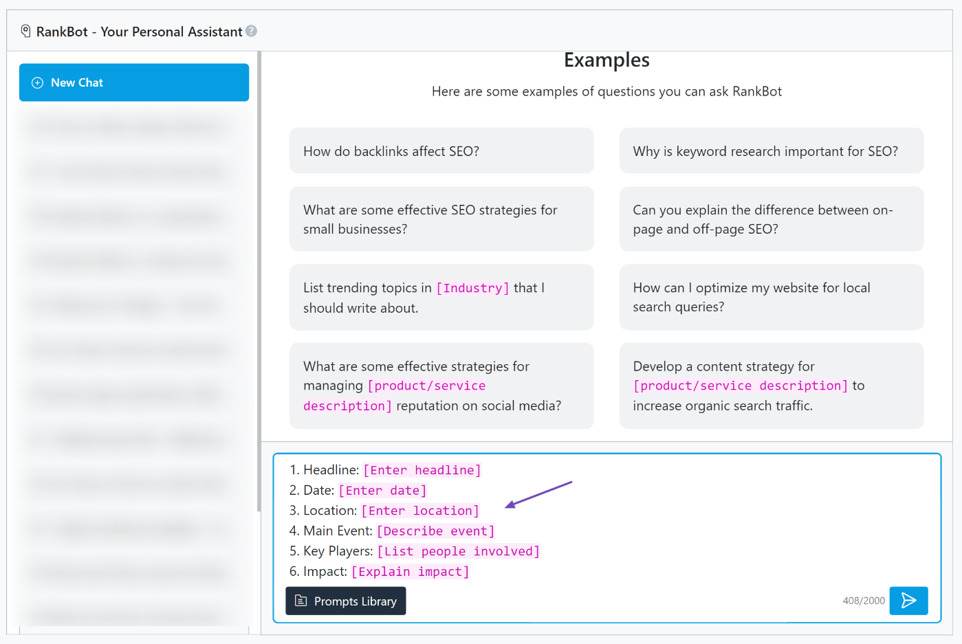 Prompt to generate news article using Content AI