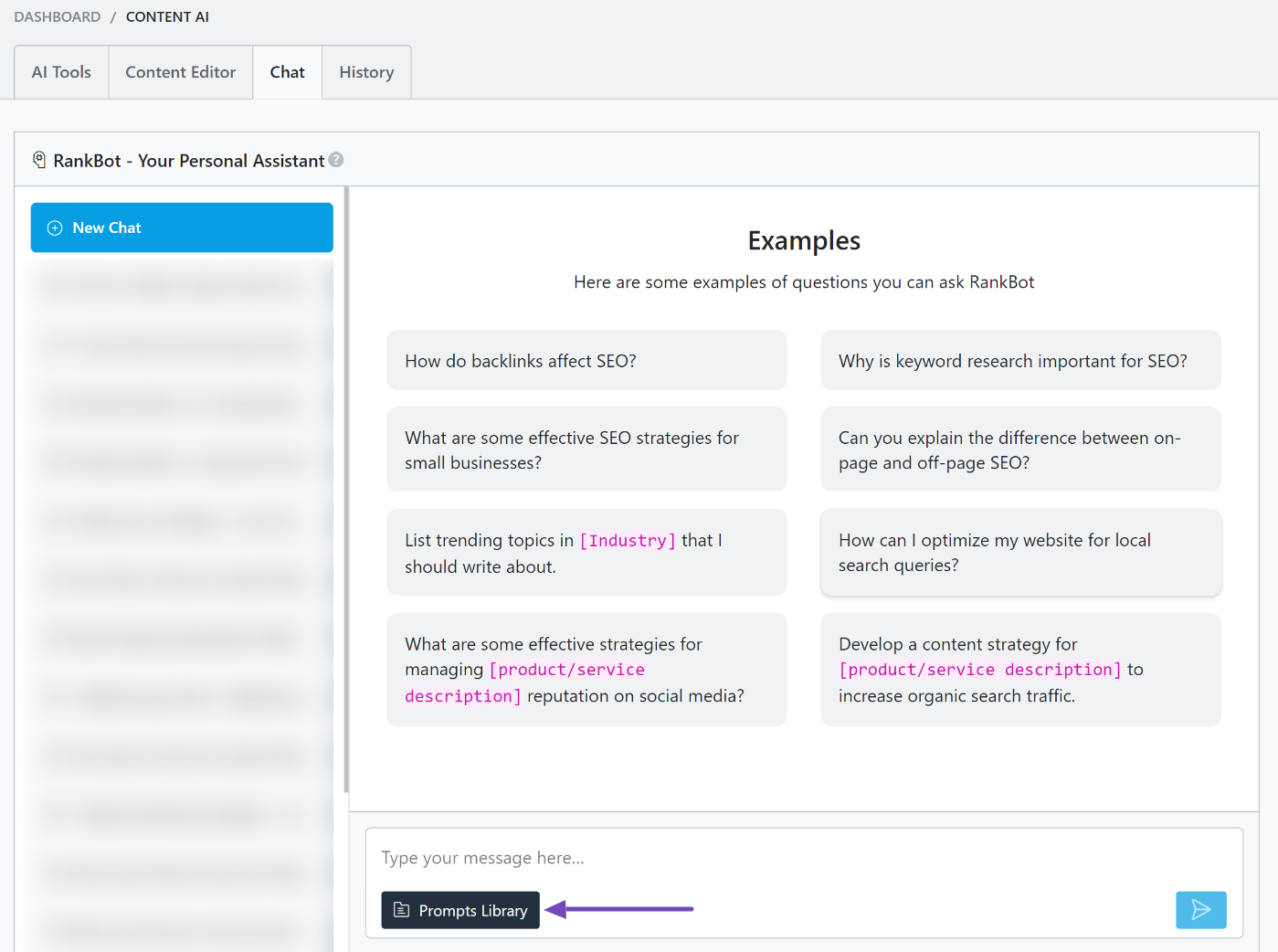 Prompts Library on RankBot