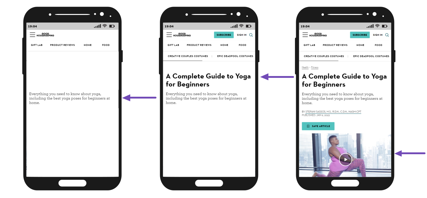 Sample of the largest contentful page as it changes