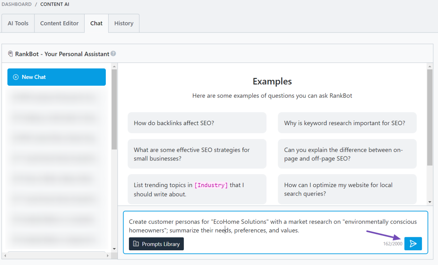 Sending the Client Persona Development prompt to process