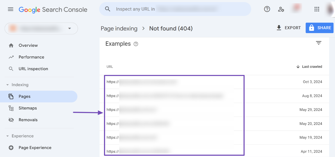 The search console will present you with URLs affected by that issue