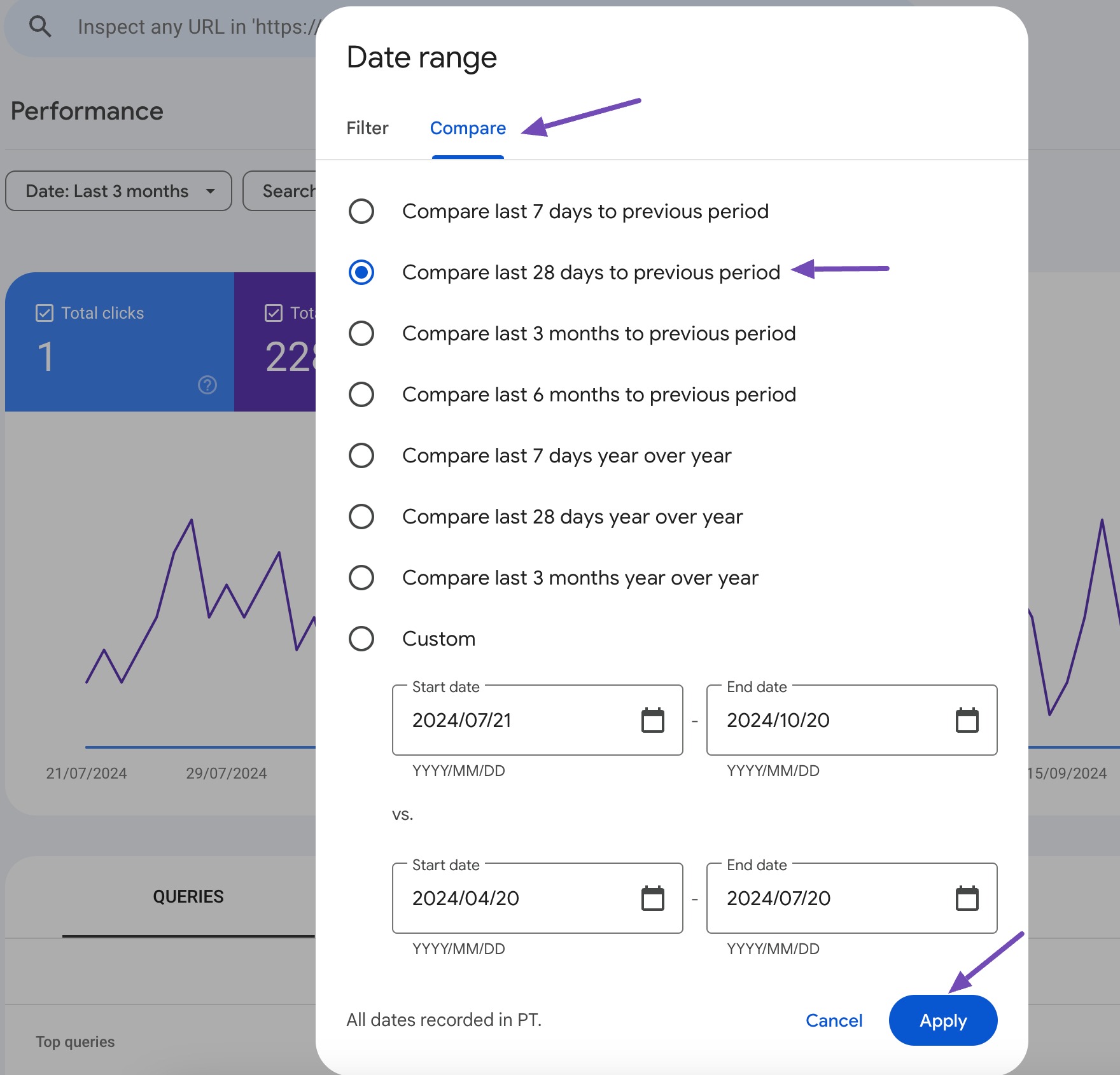 identify underperforming pages in GSC