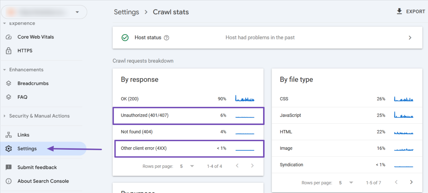 Crawl Stats errors on GSC