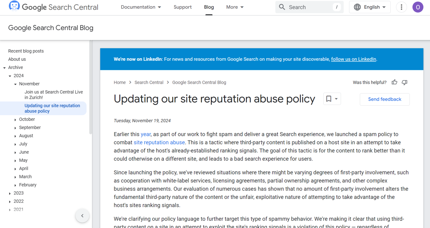 November 2024 Site Reputation Abuse Update