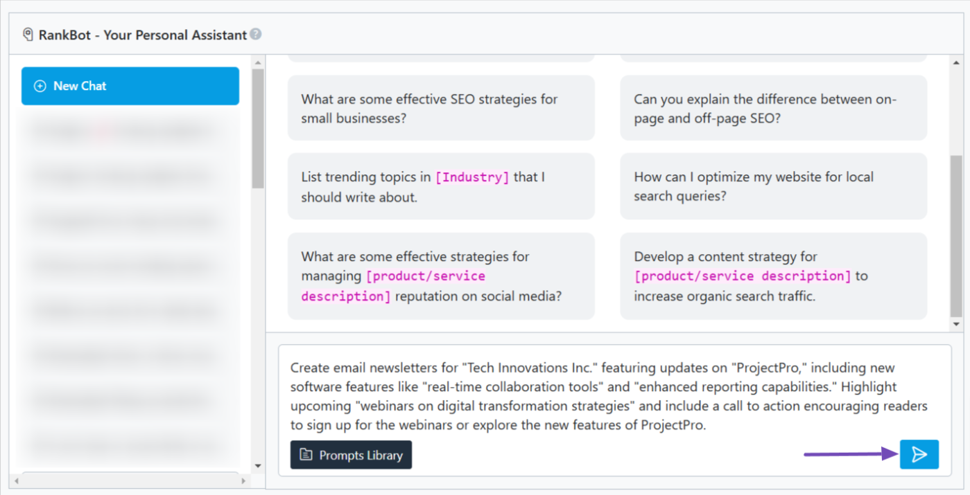 customize the Company Newsletter Update prompt