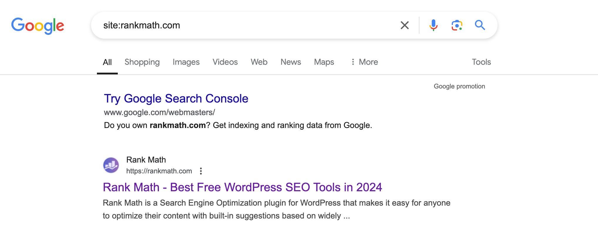 Check visibility of site in search engines like Google