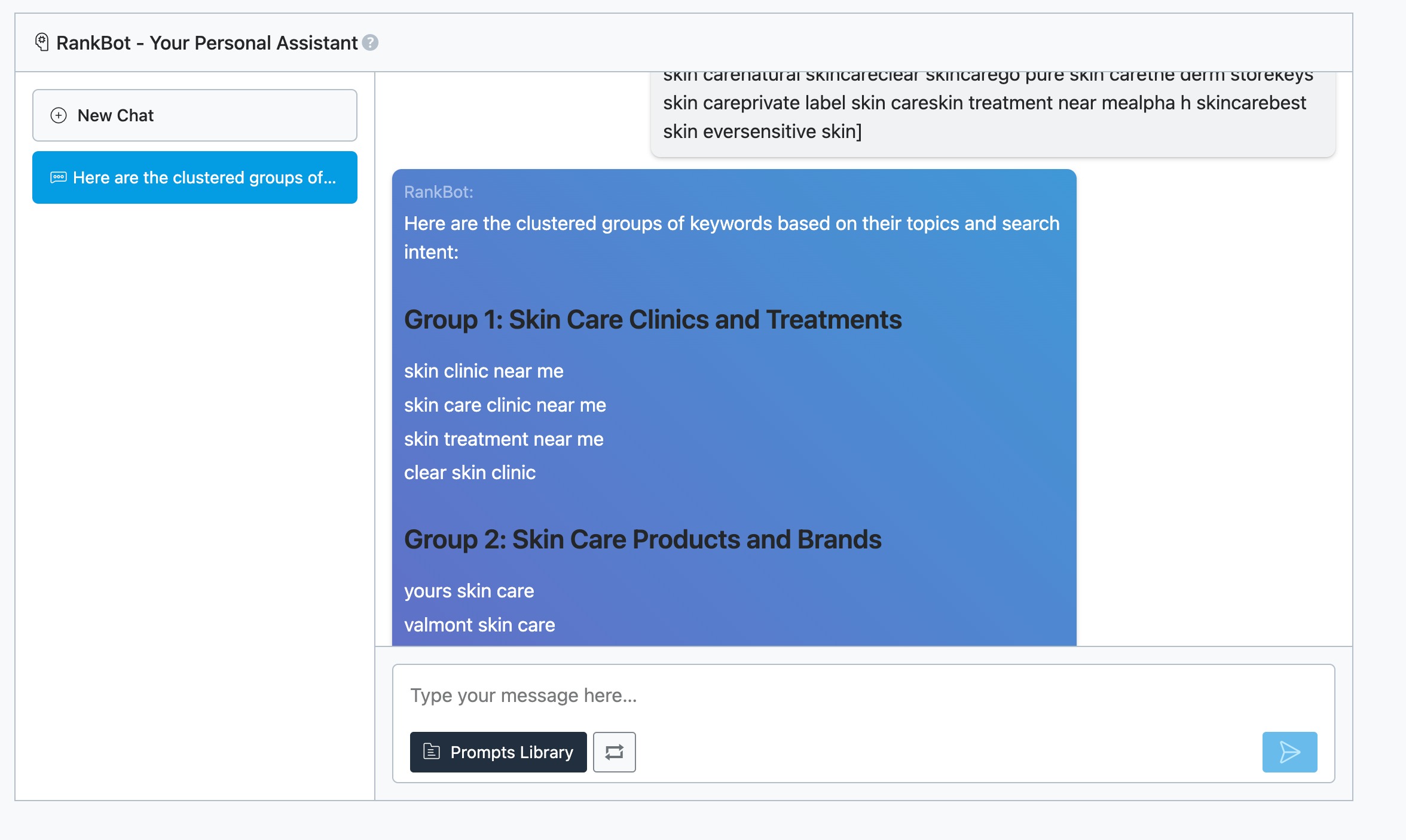 Keyword Cluster in RankBot