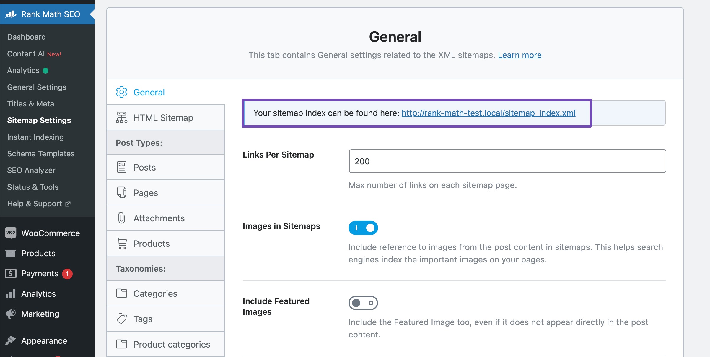 Sitemap URL in Rank Math