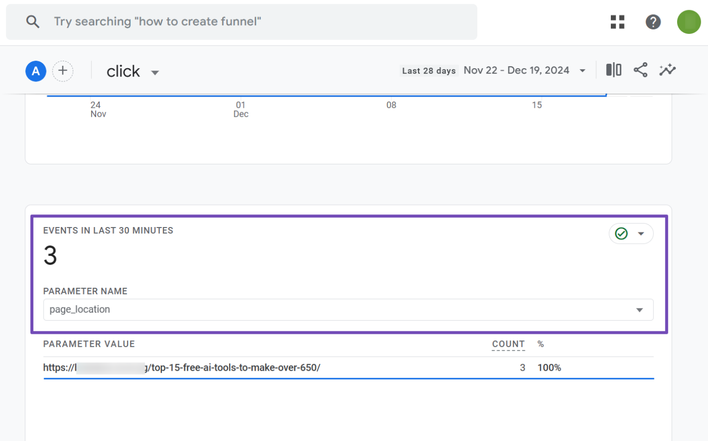 Events for click data