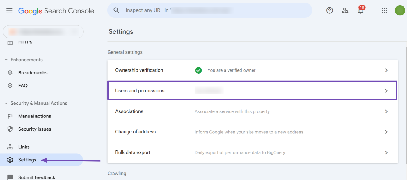 GSC users and permissions