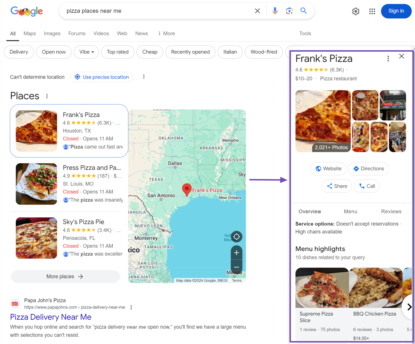 Local Business rich results on Google results pages