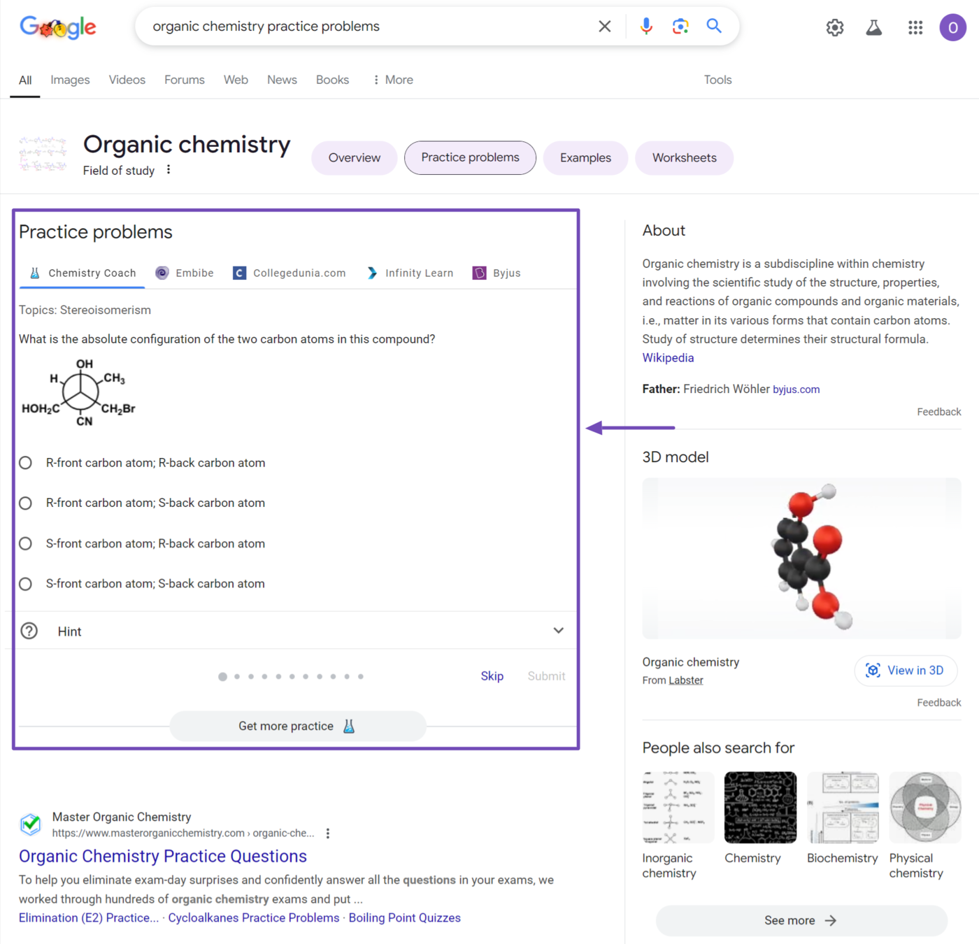 Practice Problem rich results on Google results pages