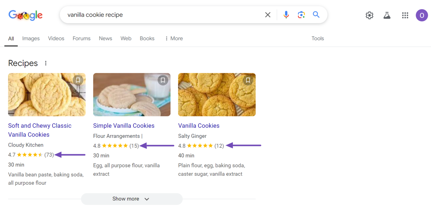 Review Snippet rich results on Google results pages