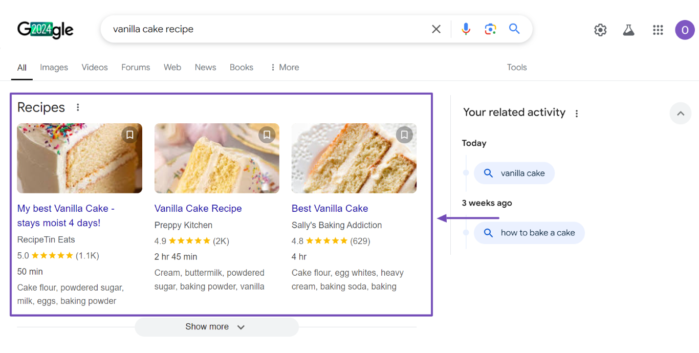 Schema markup allows search engines to display rich snippets