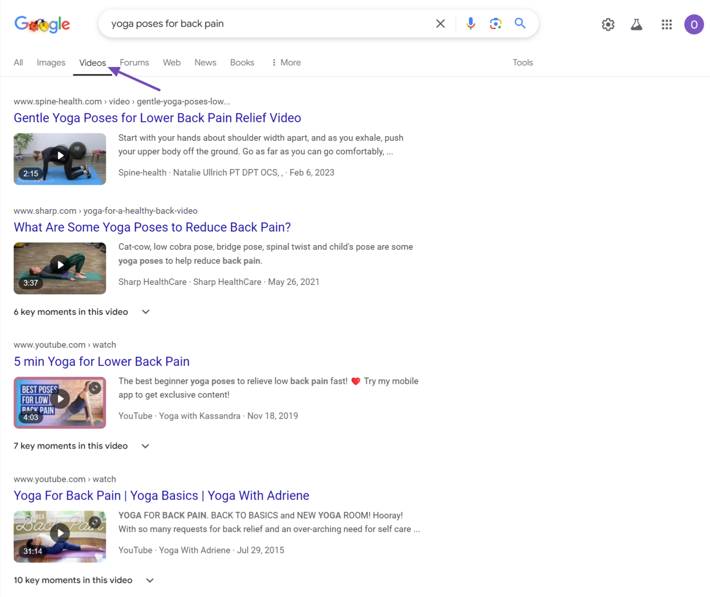 Video rich results on Google video results pages