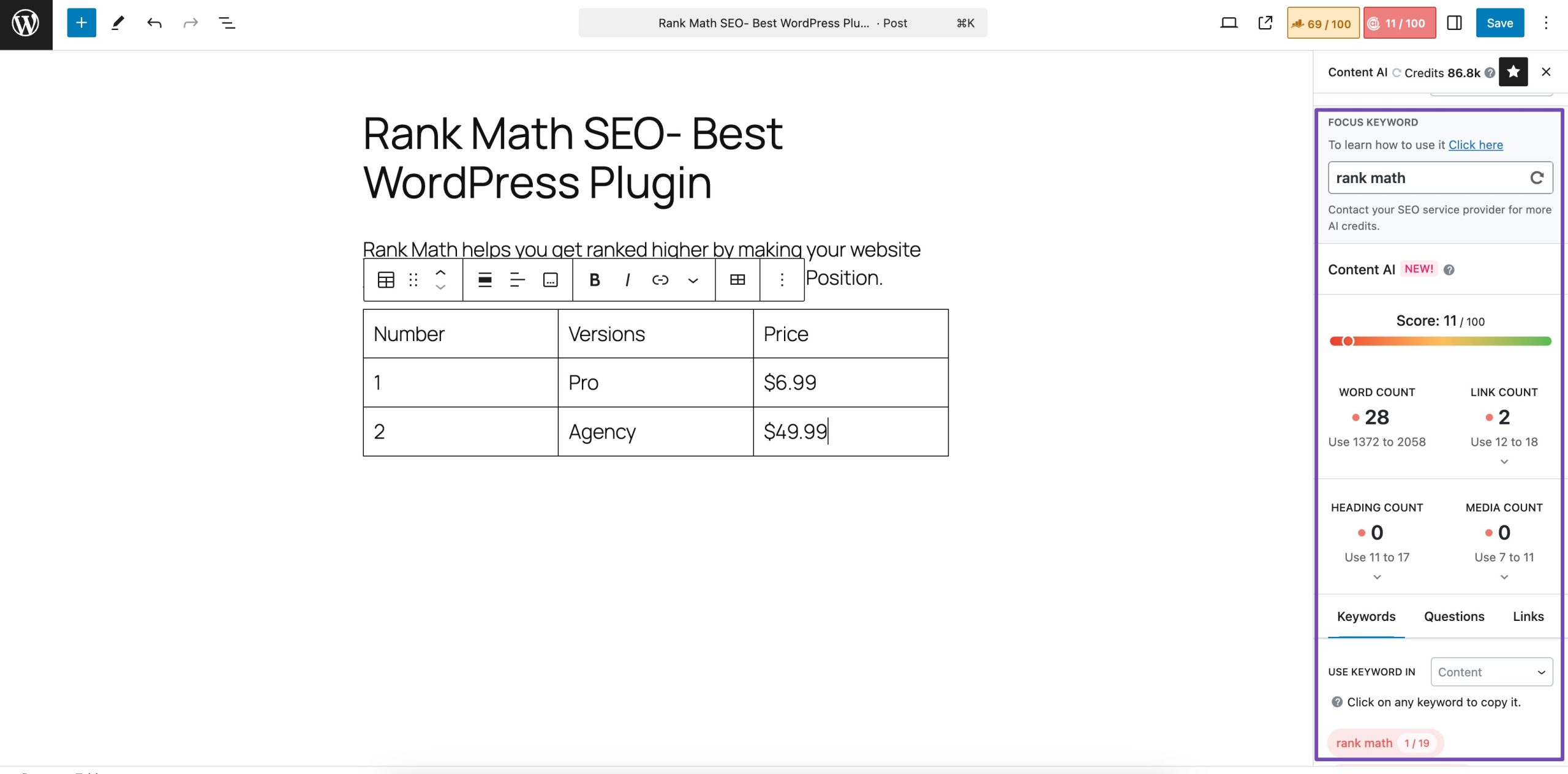 Rank Math's Content AI