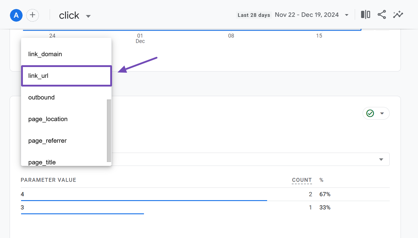 selecting link_url on GA4