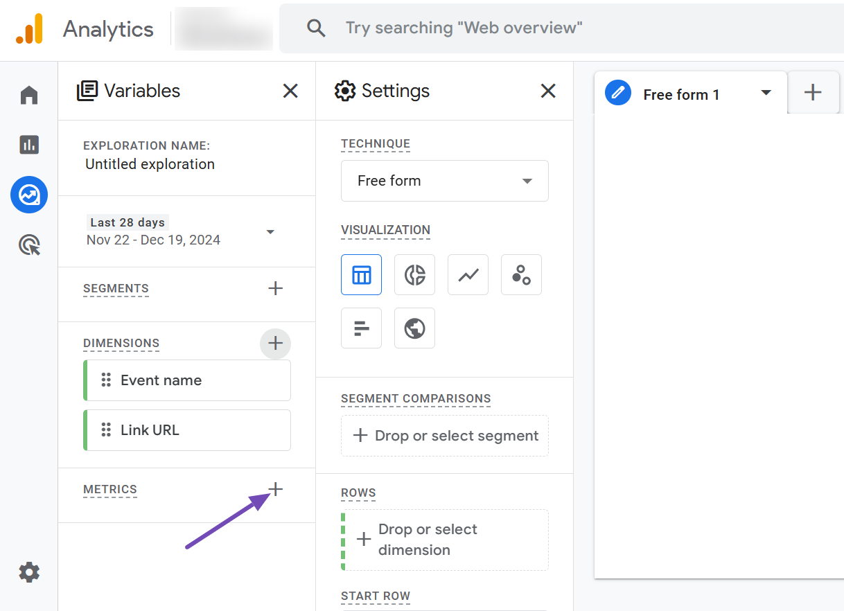 Add metrics in ga4