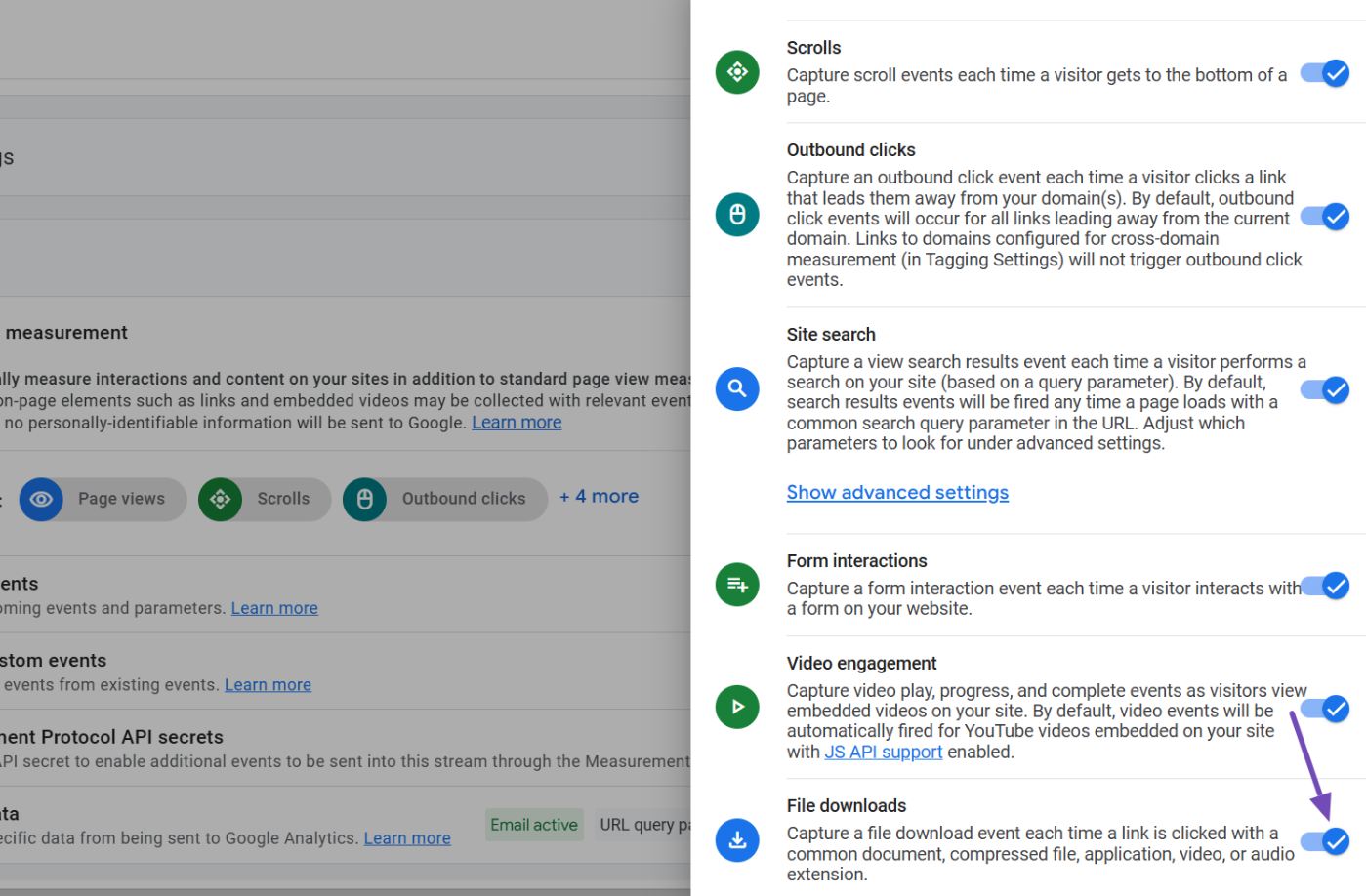 Enable File downloads on Google Analytics