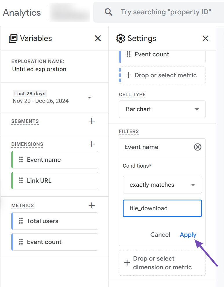 add file download filter on GA