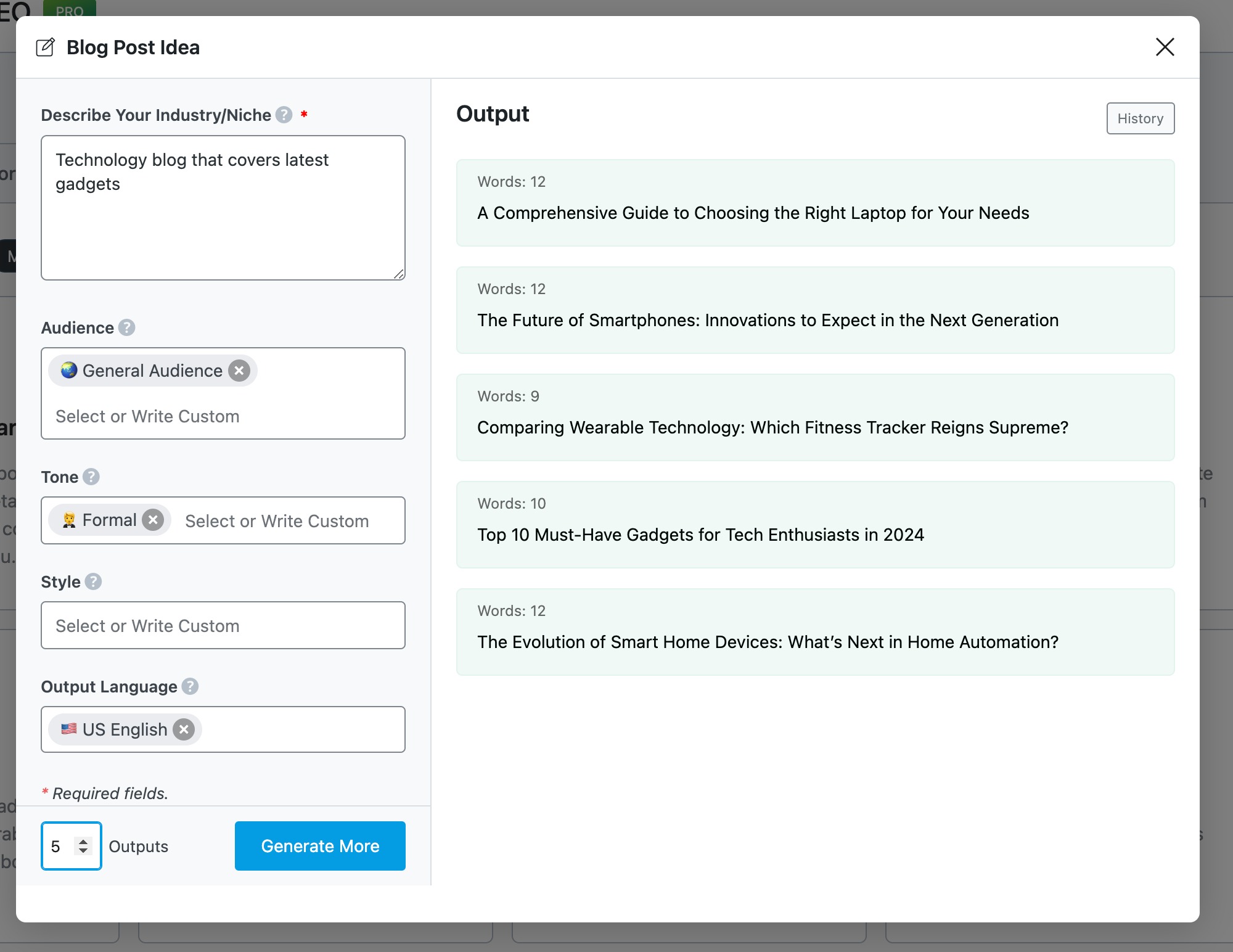 Blog Post Idea AI tool