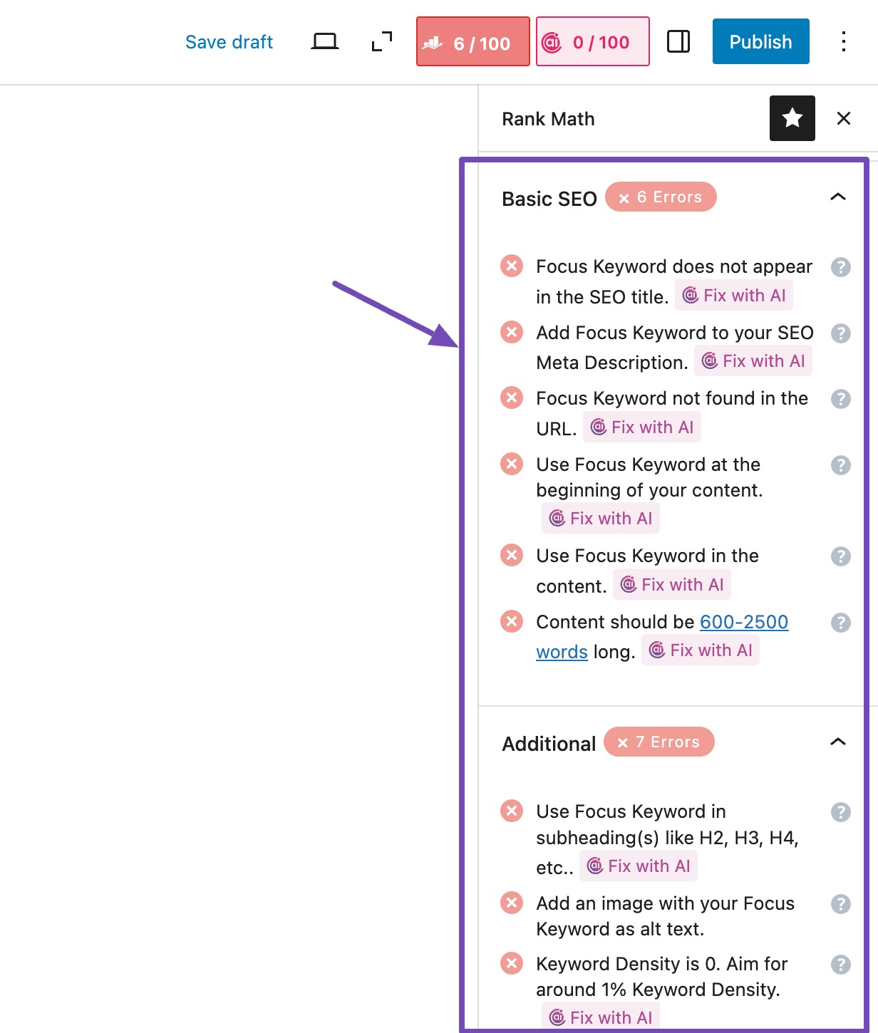 Fix SEO Test with Content AI