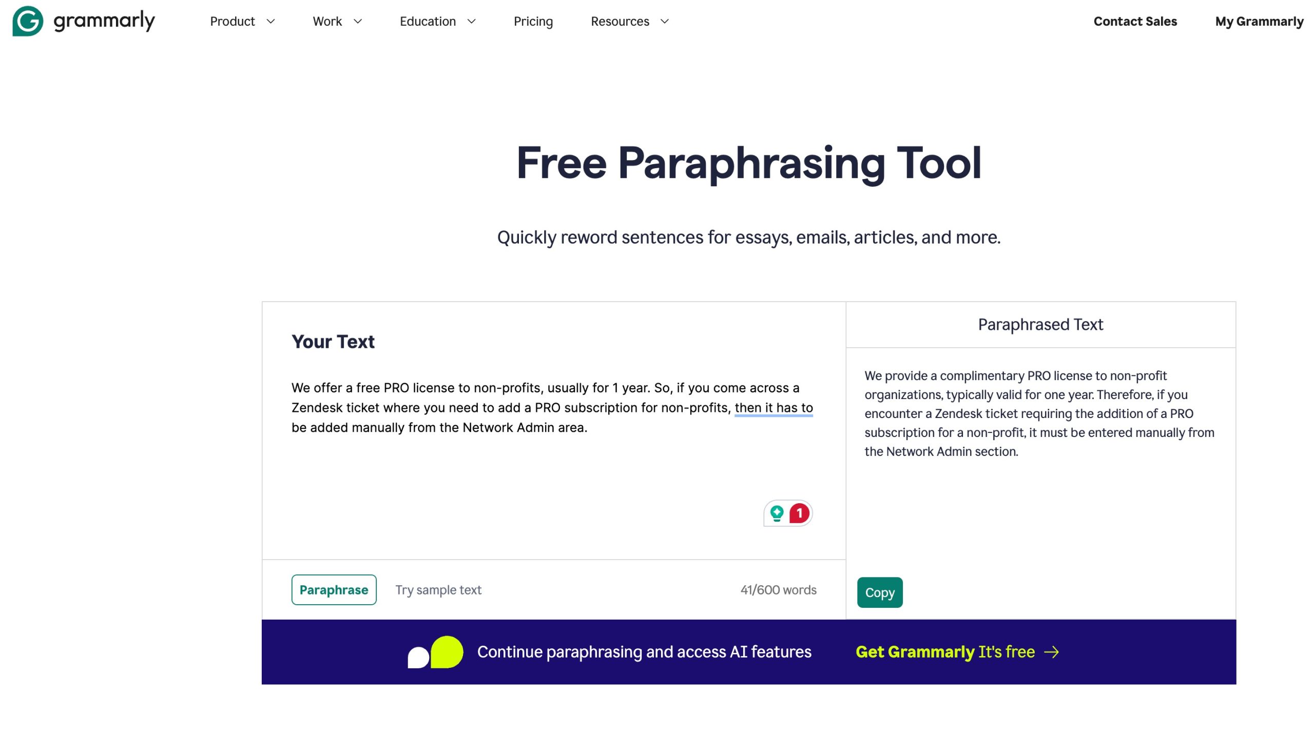 Grammarly tool