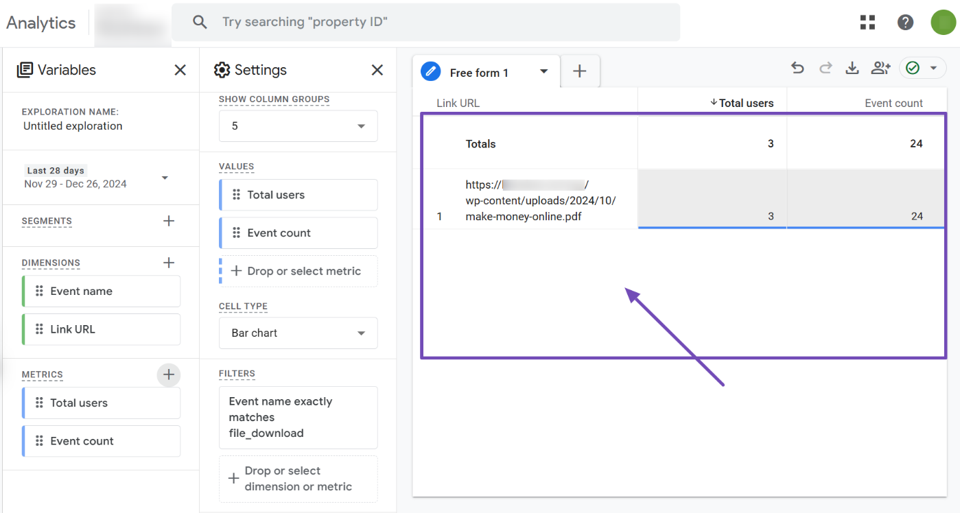 viewing file download links on your site