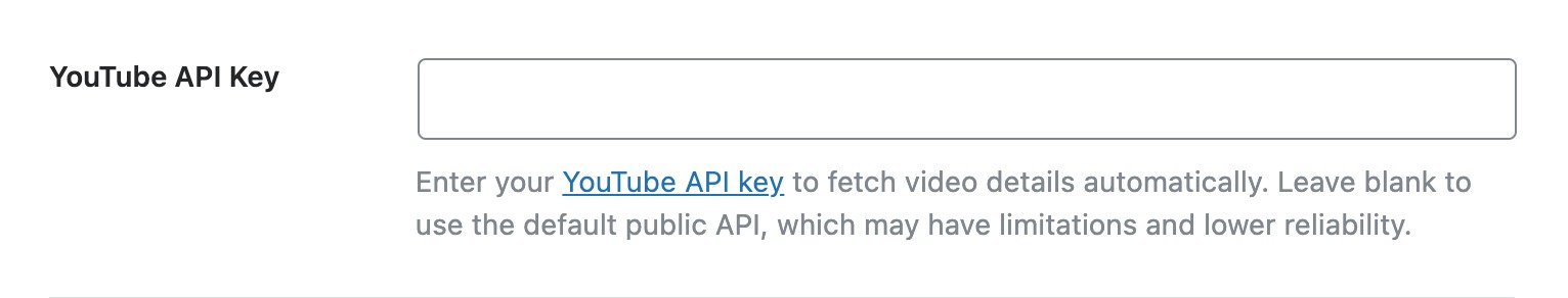 Add YouTube API Key