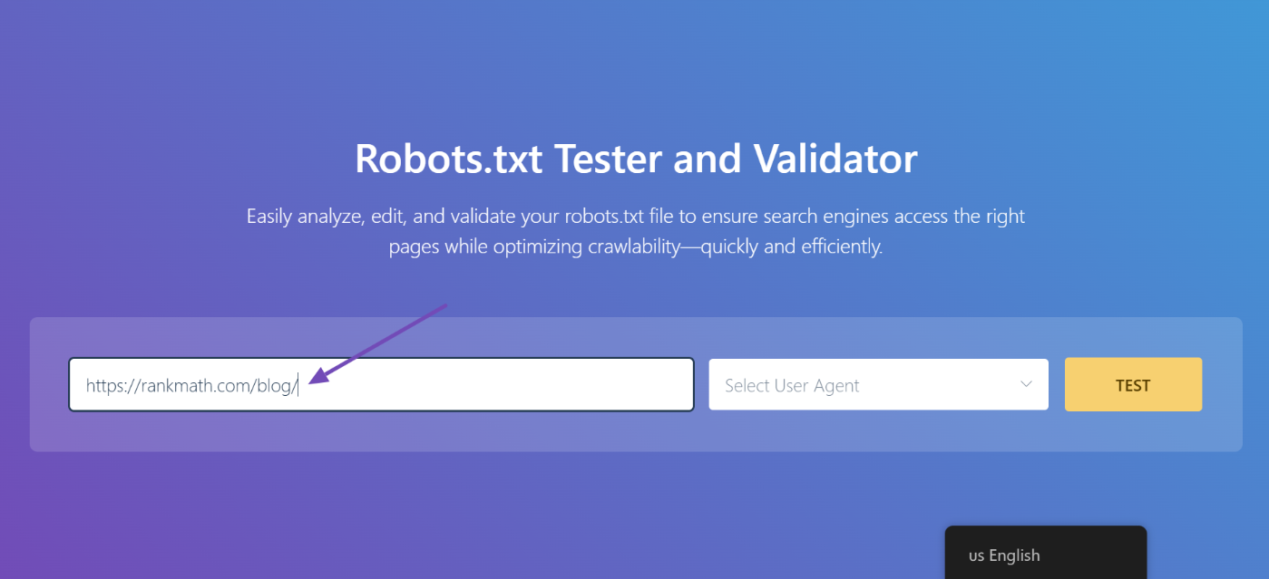 Enter URL in robots.txt texter