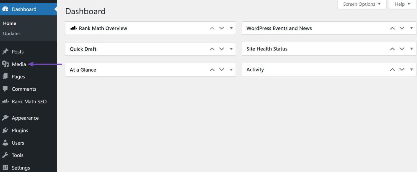 Navigate to Media from your WordPress dashboard