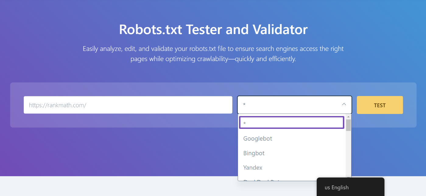 Robots.txt tester tool