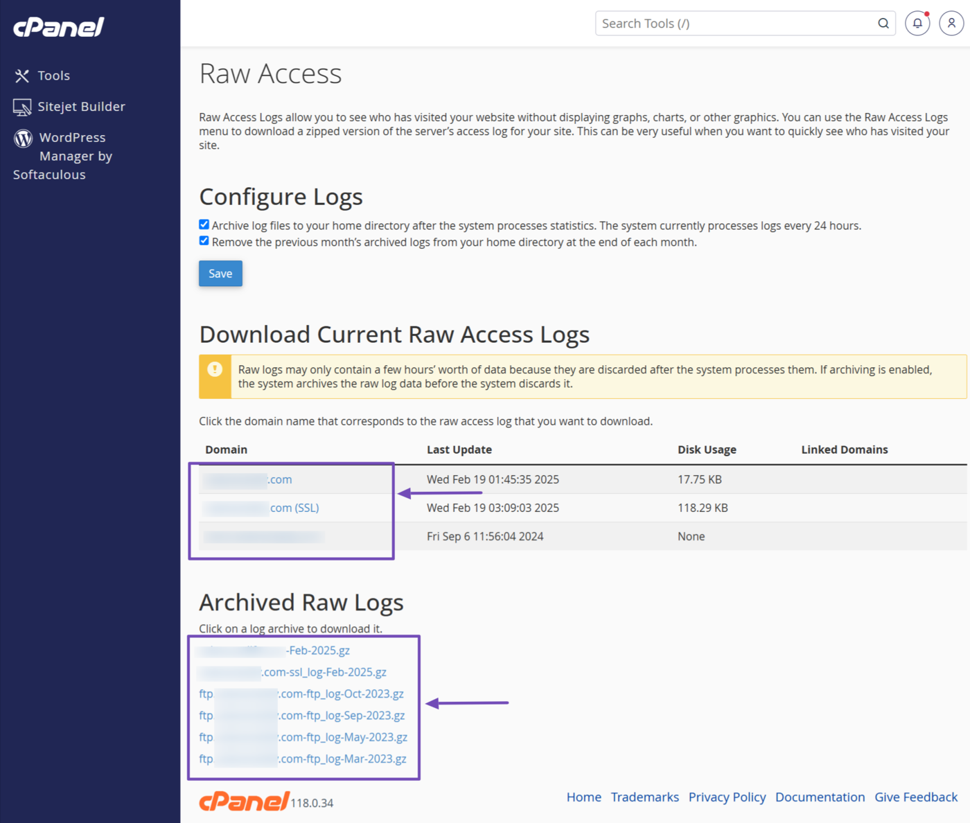 Sample of a log file on a website