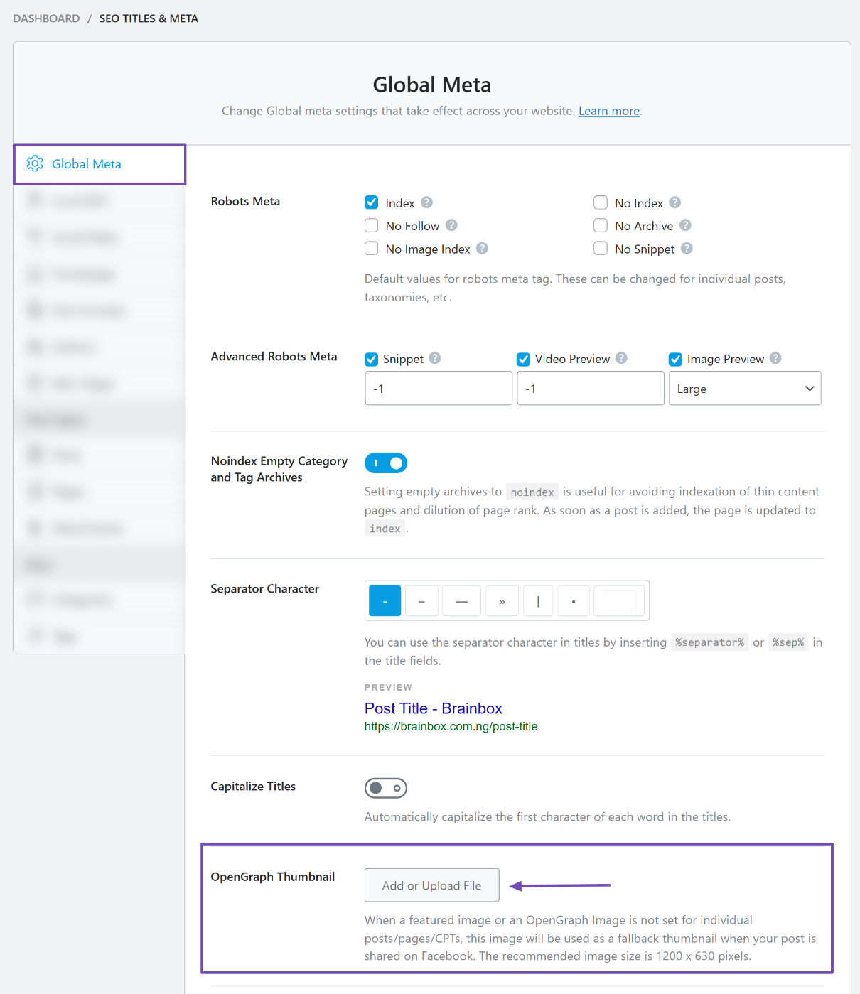 Upload a Default OpenGraph Thumbnail