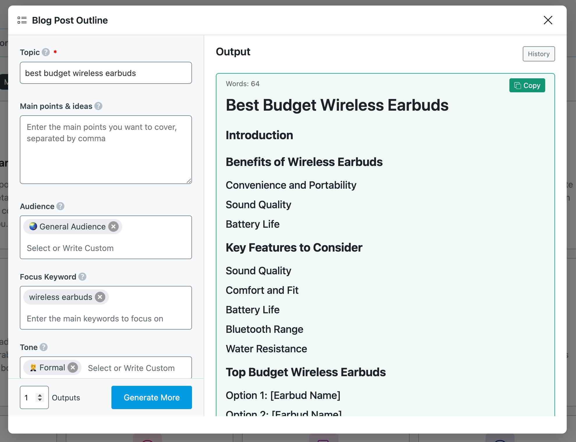 Blog Post Outline example