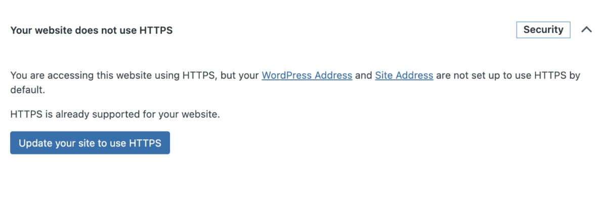 Use WordPress Site Health to Migrate to HTTPS