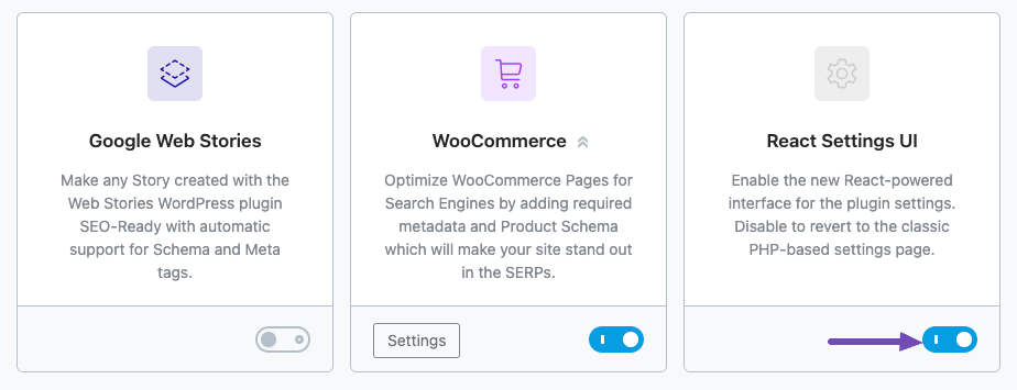 React Settings UI
