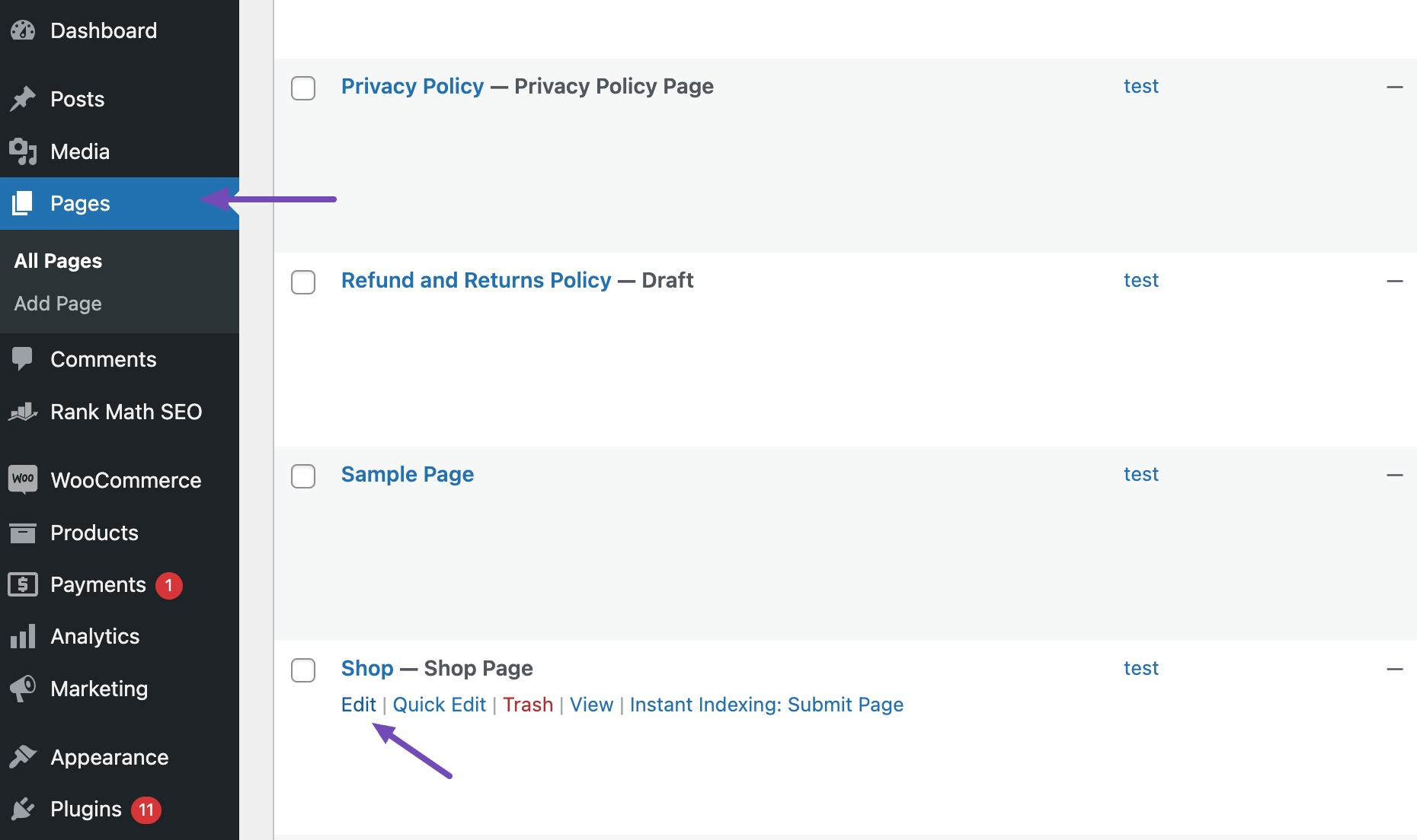 Edit Shop page to change the WooCommerce Shop Page title