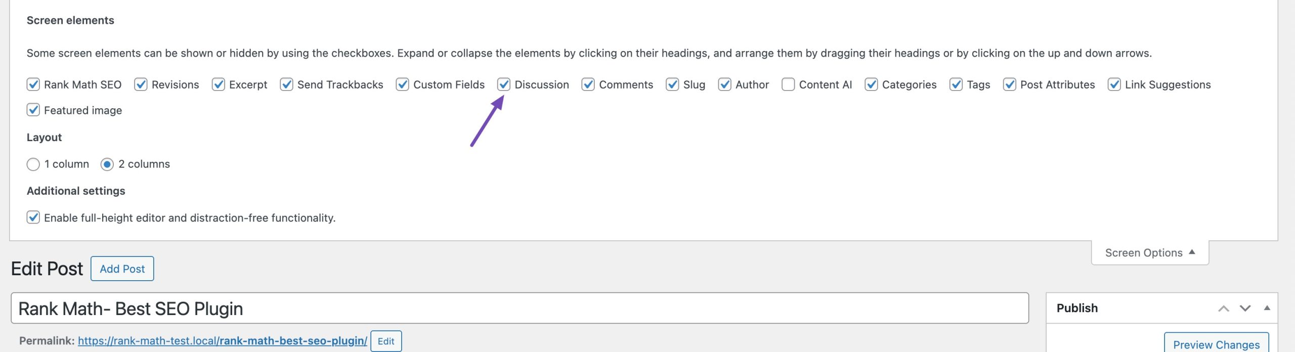 Discussion box in classic editor