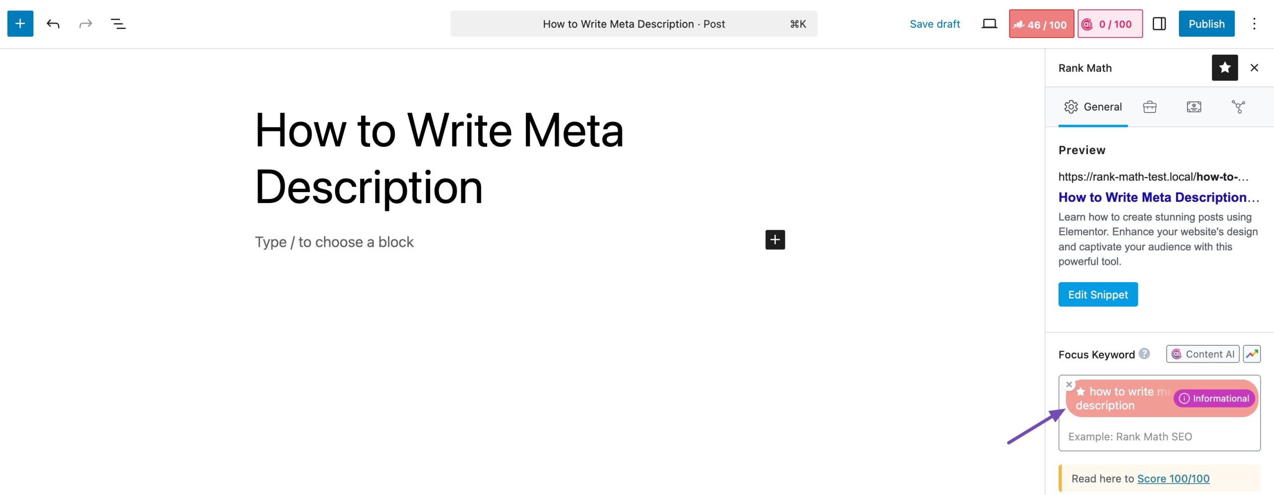 Search Intent feature in Rank Math